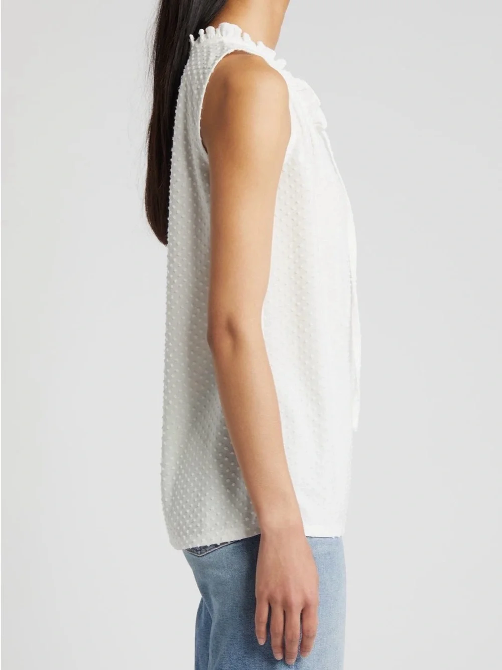 Loveappella Swiss Dot Knit Top – White – XS – New Without Tags - Picture 2 of 3